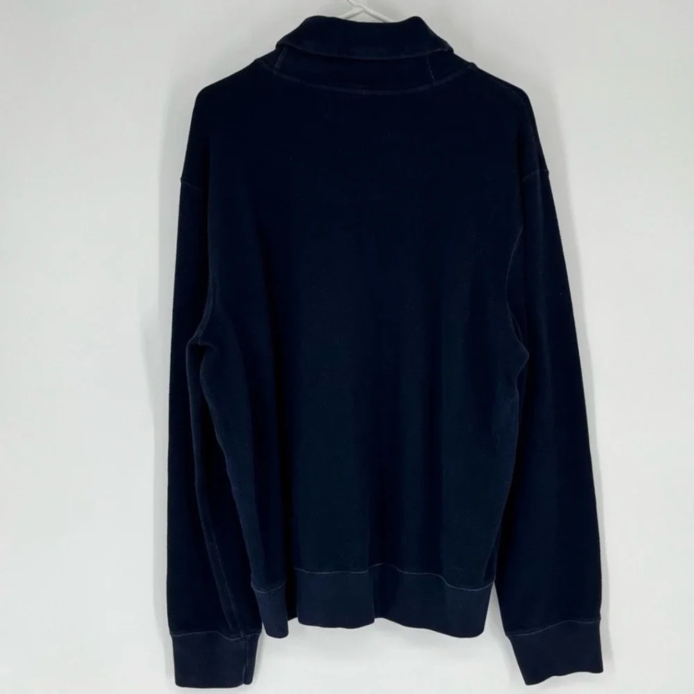 POLO RALPH LAUREN Shawl Collar‎ Sweater Mens XL Navy Blue Ribbed Cotton Pullover